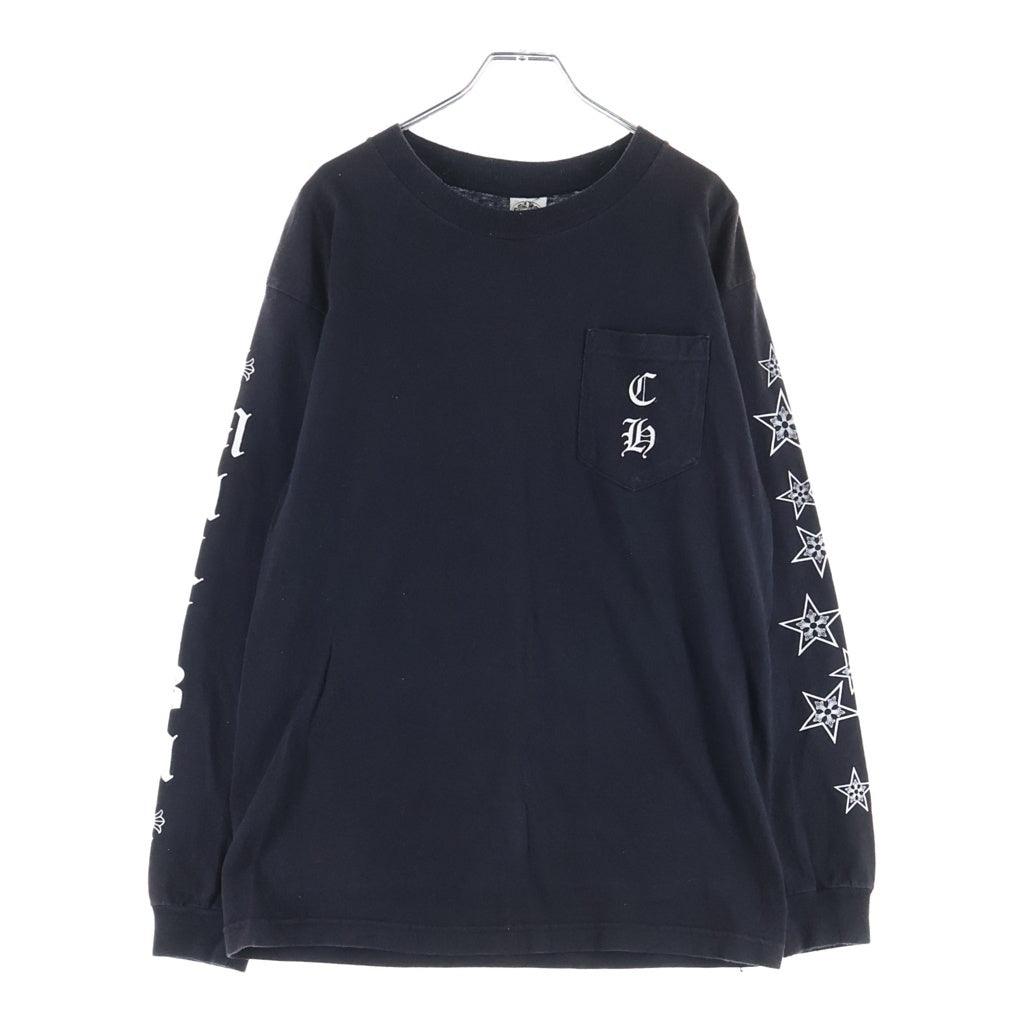 CHROME HEARTS(クロムハーツ) OLD STAR L/S オールド マリブ限定 バックホースシュースタープリント 長袖Tシャツ ロンT ブラック