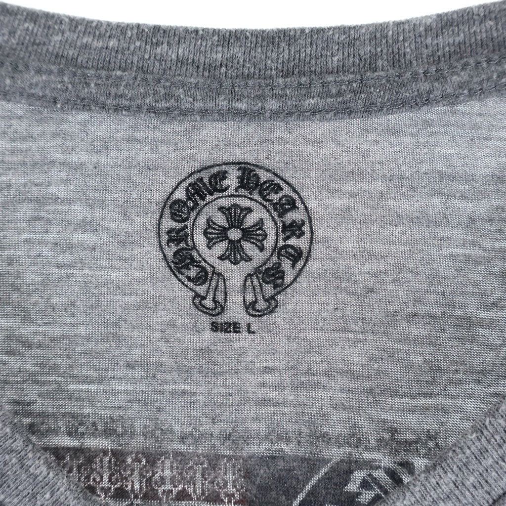 CHROME HEARTS(クロムハーツ) アメリカンフラッグバックプリント Vネック半袖Tシャツ カットソー グレー