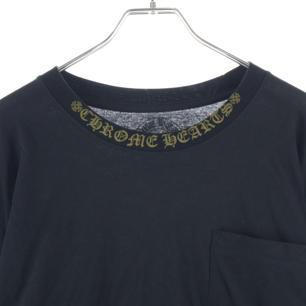 CHROME HEARTS(クロムハーツ) NECK LOGO L/S TEE ネックロゴ ロングスリーブTシャツ カットソー 袖プリント コットン ブラック/ゴールド