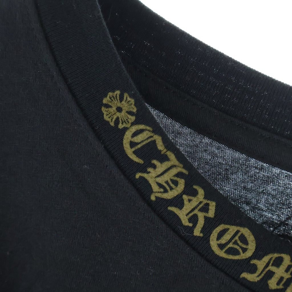 CHROME HEARTS(クロムハーツ) NECK LOGO L/S TEE ネックロゴ ロングスリーブTシャツ カットソー 袖プリント コットン ブラック/ゴールド