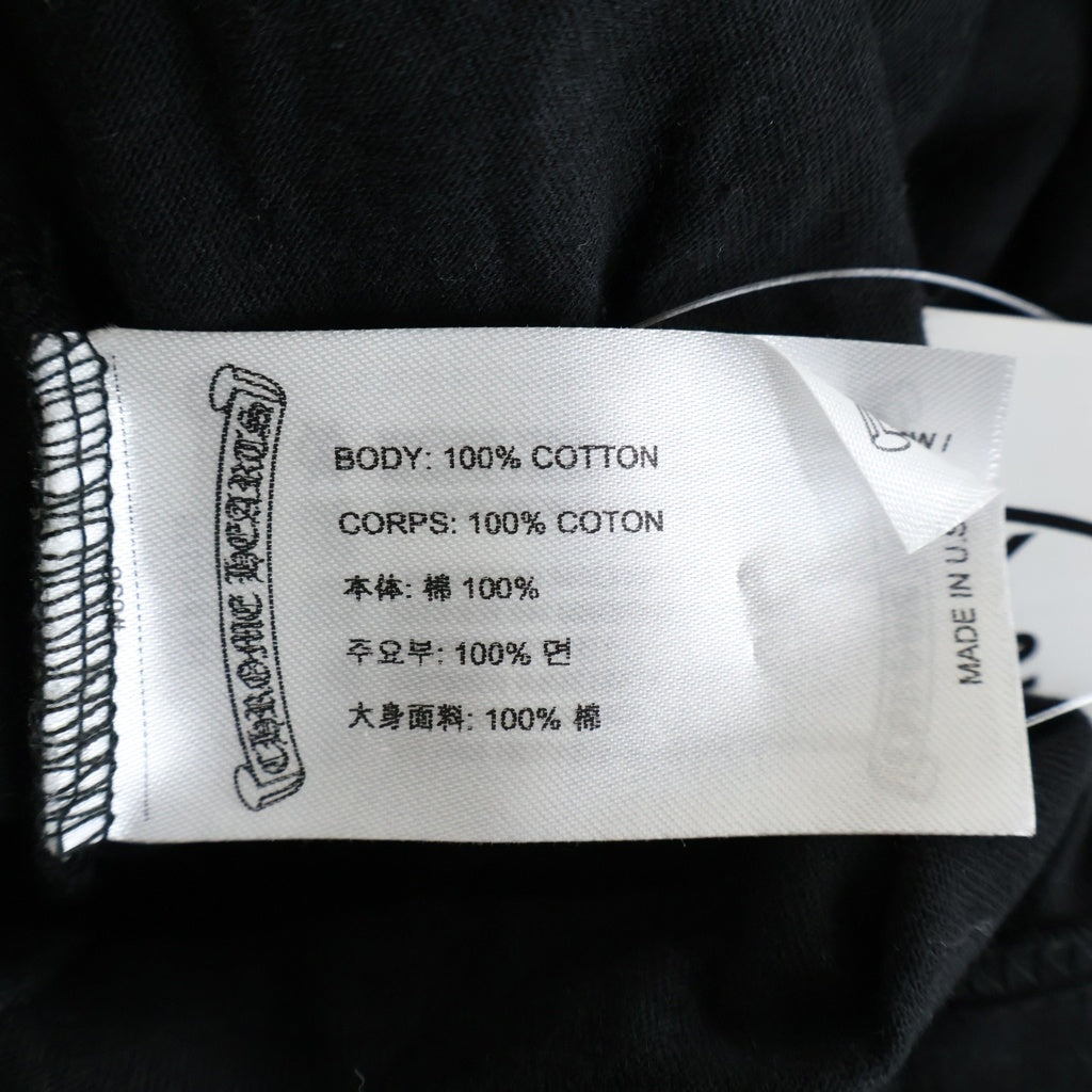 CHROME HEARTS(クロムハーツ) NECK LOGO L/S TEE ネックロゴ ロングスリーブTシャツ カットソー 袖プリント コットン ブラック/ゴールド