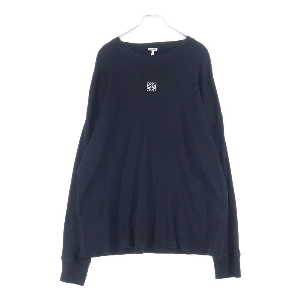 LOEWE(ロエベ) アナグラム刺繍 リブ 長袖Tシャツ ロンT カットソー ブラック H526Y22XAY