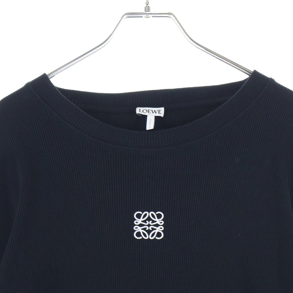LOEWE(ロエベ) アナグラム刺繍 リブ 長袖Tシャツ ロンT カットソー ブラック H526Y22XAY