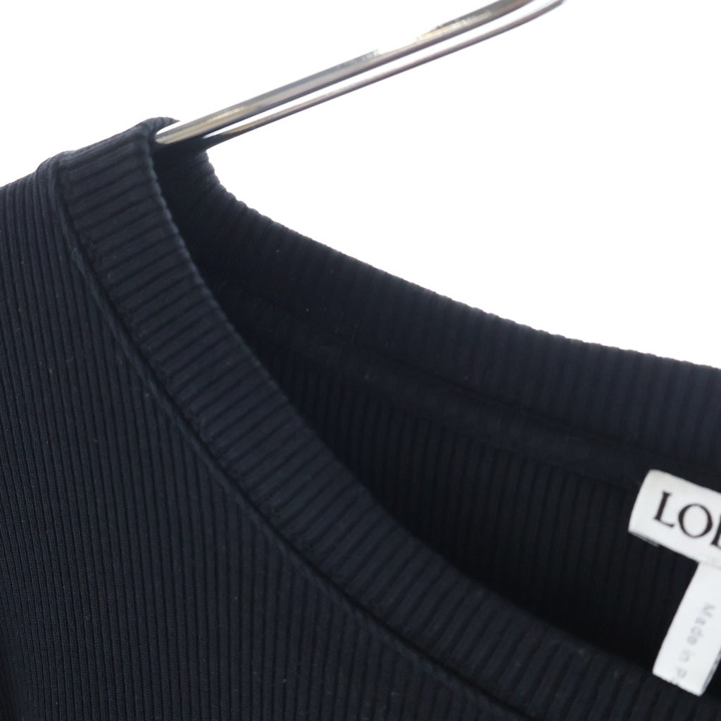 LOEWE(ロエベ) アナグラム刺繍 リブ 長袖Tシャツ ロンT カットソー ブラック H526Y22XAY