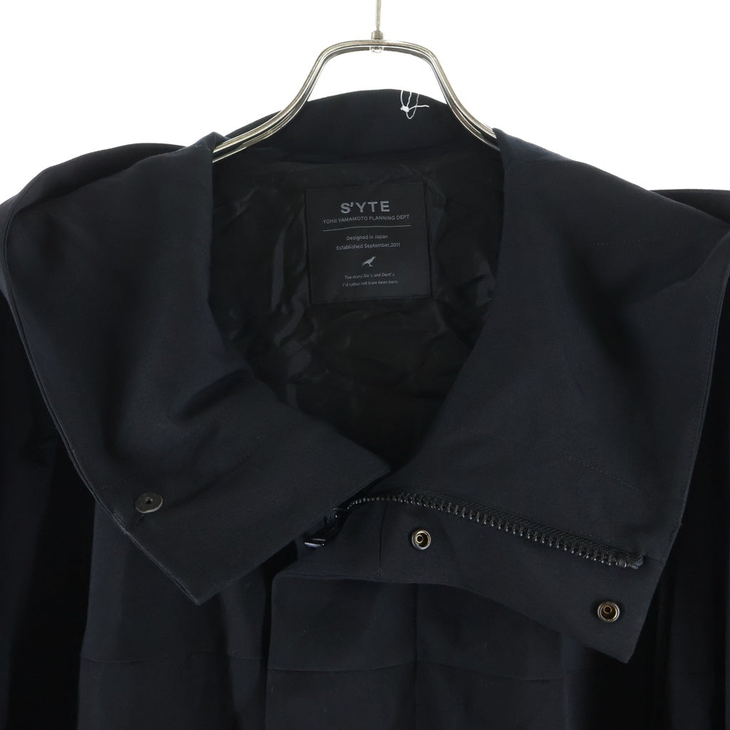 s'yte(サイト) WASHER WOOL GABARDINE MILITARY COAT ウールギャバジン ミニタリーコート ブラック UL-C04-101