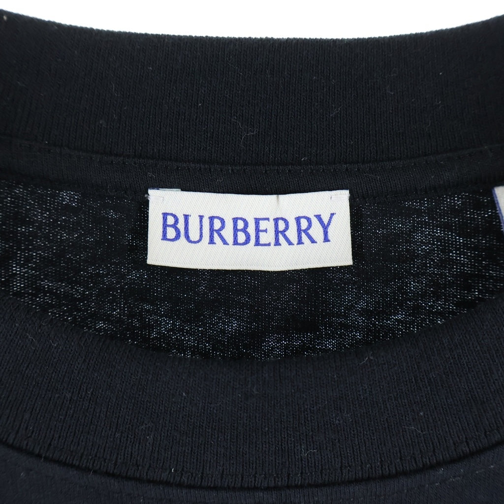 BURBERRY(バーバリー) CHECK LABEL T-SHIRT チェックラベル ロゴデザイン クルーネック カットソー 半袖Tシャツ ブラック 8104889