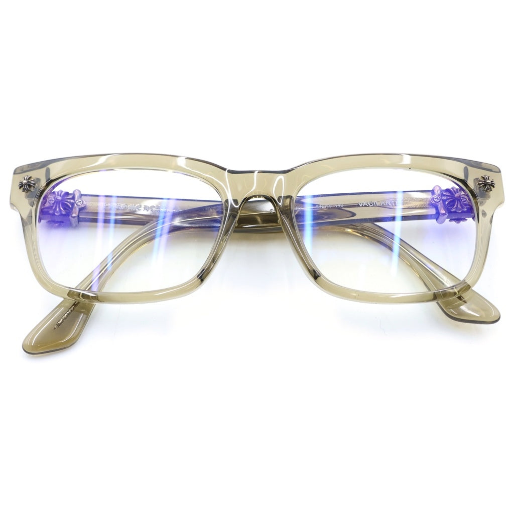CHROME HEARTS(クロムハーツ) VAGILANTE CHプラス クリアフレーム ウェリントン アイウェア 眼鏡 ブラウン