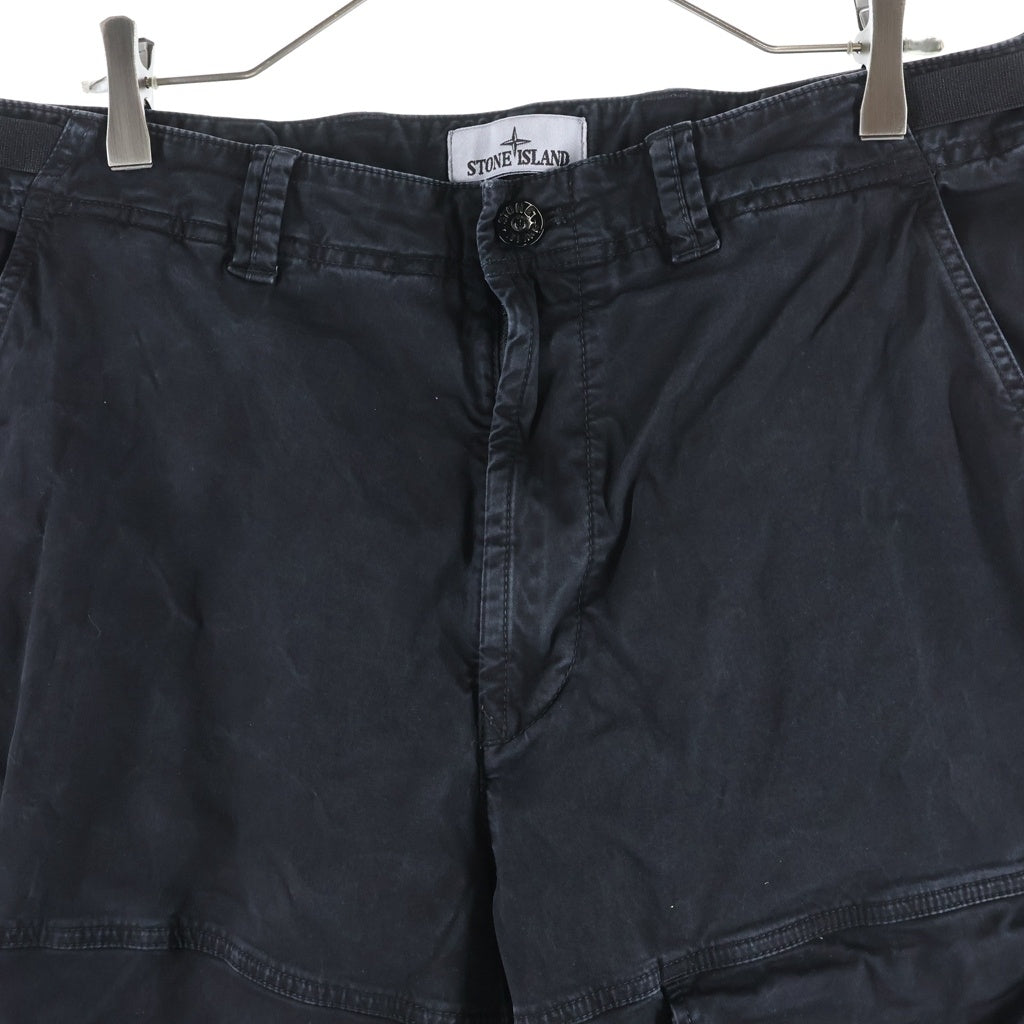 STONE ISLAND(ストーンアイランド) ロゴパッチ コットン カーゴパンツ ブラック L1S153100010S0004