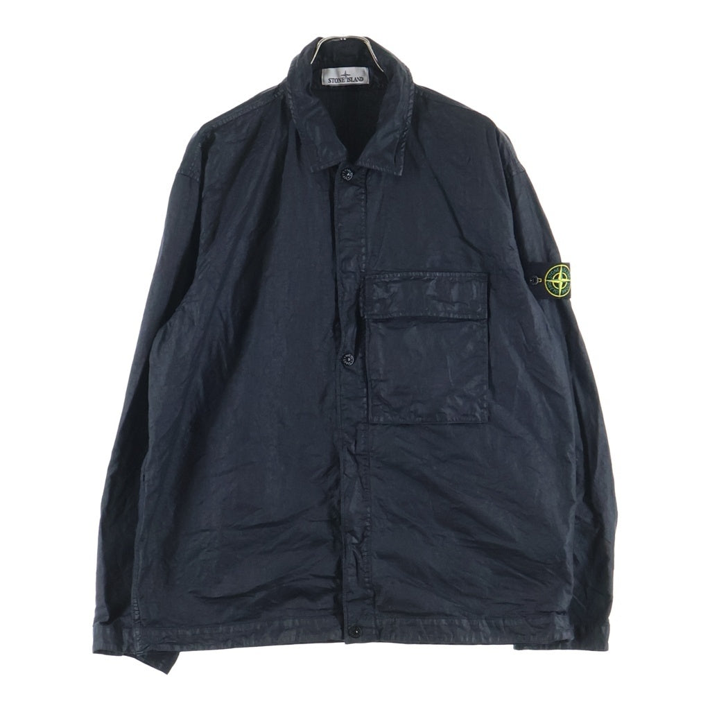 STONE ISLAND(ストーンアイランド) ロゴパッチ コーティング加工 長袖シャツジャケット ブラック L1S151200003S0069