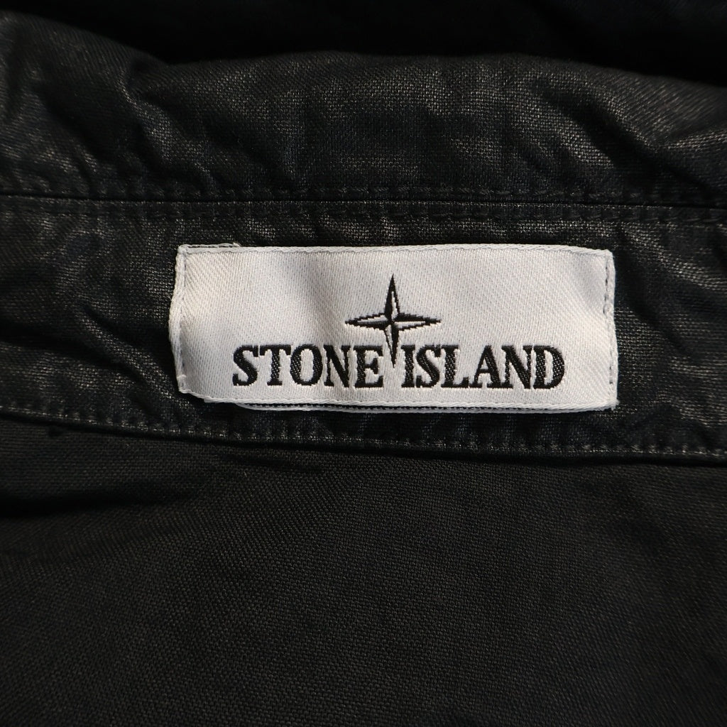 STONE ISLAND(ストーンアイランド) ロゴパッチ コーティング加工 長袖シャツジャケット ブラック L1S151200003S0069