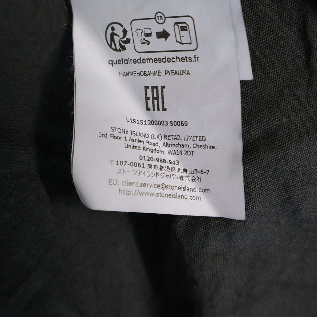 STONE ISLAND(ストーンアイランド) ロゴパッチ コーティング加工 長袖シャツジャケット ブラック L1S151200003S0069