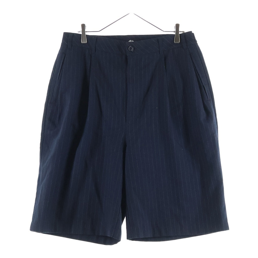 STUSSY(ステューシー) VOLUME PLEATED SHORT STRIPE ボリュームプリーツショートストライプパンツ ネイビー 112312