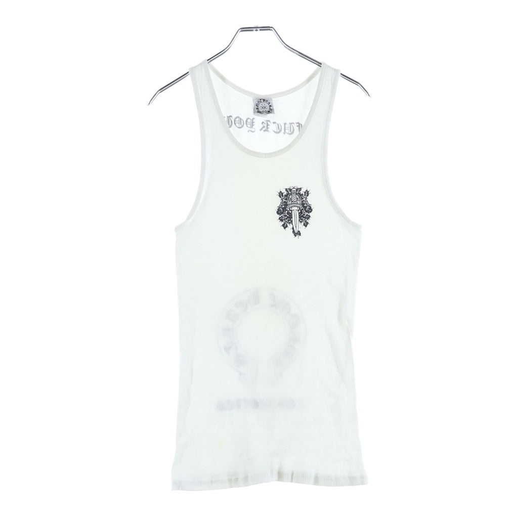 CHROME HEARTS(クロムハーツ) OLD RIB TANK TOP ロサンゼルス限定 ホースシュー ヴァインダガー タンクトップ カットソー ホワイト