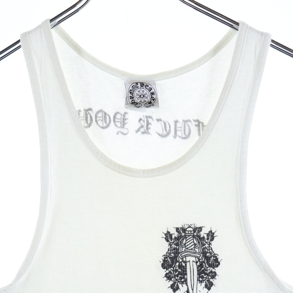 CHROME HEARTS(クロムハーツ) OLD RIB TANK TOP ロサンゼルス限定 ホースシュー ヴァインダガー タンクトップ カットソー ホワイト