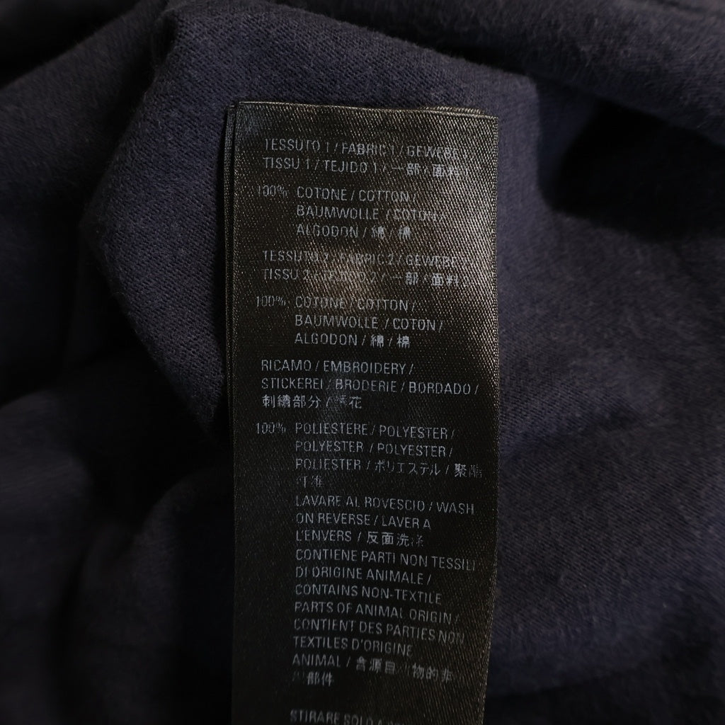 BALENCIAGA(バレンシアガ) PATCHED SLEEVE パッチド スリーブ ロゴデザイン クルーネック カットソー 長袖Tシャツ ネイビー 671401 TLVF3