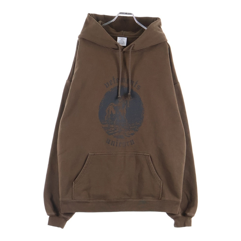 VETEMENTS(ヴェトモン) PRINTED HOODIE ロゴプリントデザイン フーデッド スウェット パーカー ブラウン UE52TR430C