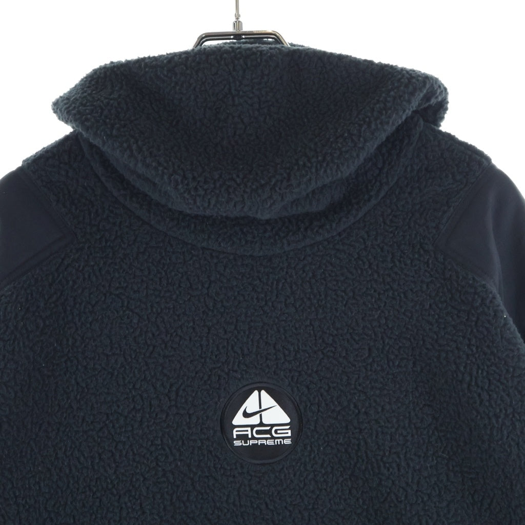 SUPREME(シュプリーム) ×NIKE ACG Fleece Pullover ナイキ エーシージー ロゴデザイン フーデッド プルオーバー フリースジャケット ブラック