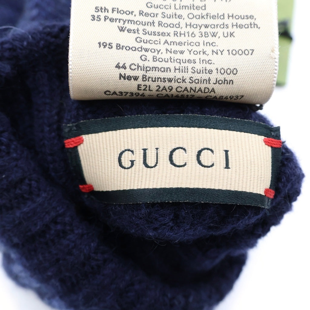 GUCCI(グッチ) ジャガード カシミヤ グローブ 手袋 ネイビー 770386