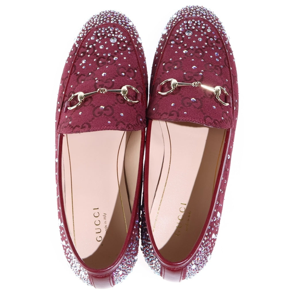 GUCCI(グッチ) ホースビット ラインストーン ローファー レッド 813000