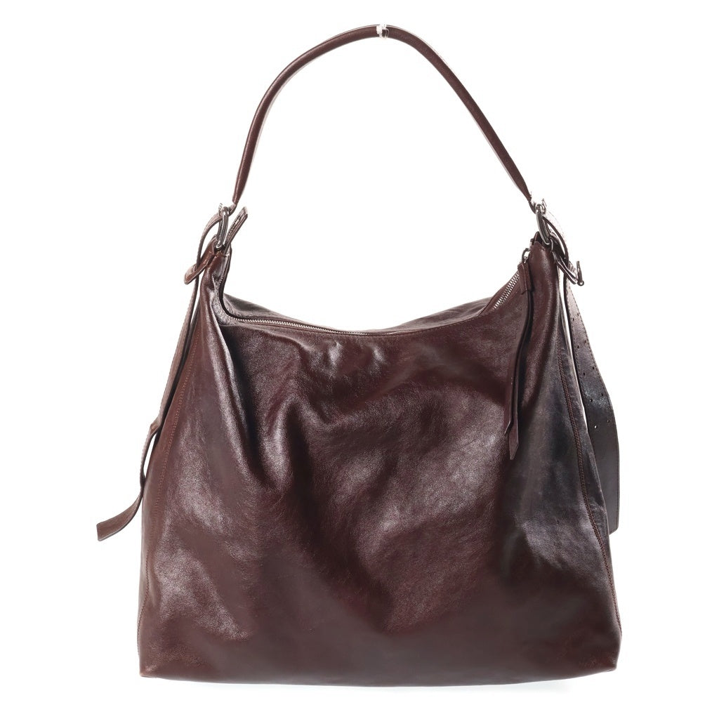 LEMAIRE(ルメール) BELTED HOBO BAG ベルテッド ホーボー レザー ショルダーバッグ ブラウン BG0189 LL0108 レディース