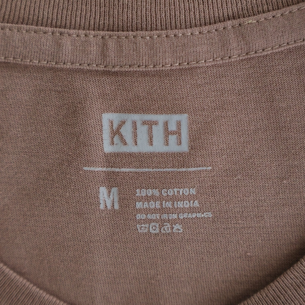 KITH(キス) エンブロイダリーロゴデザイン クルーネック カットソー ボーダー 半袖Tシャツ レッド 26-071-060-0024-2-0