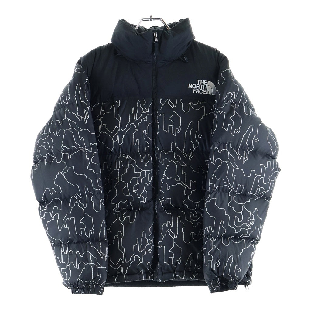 THE NORTH FACE(ザノースフェイス) 総柄 ロゴデザイン ジップアップ ダウンジャケット ブラック ND92336