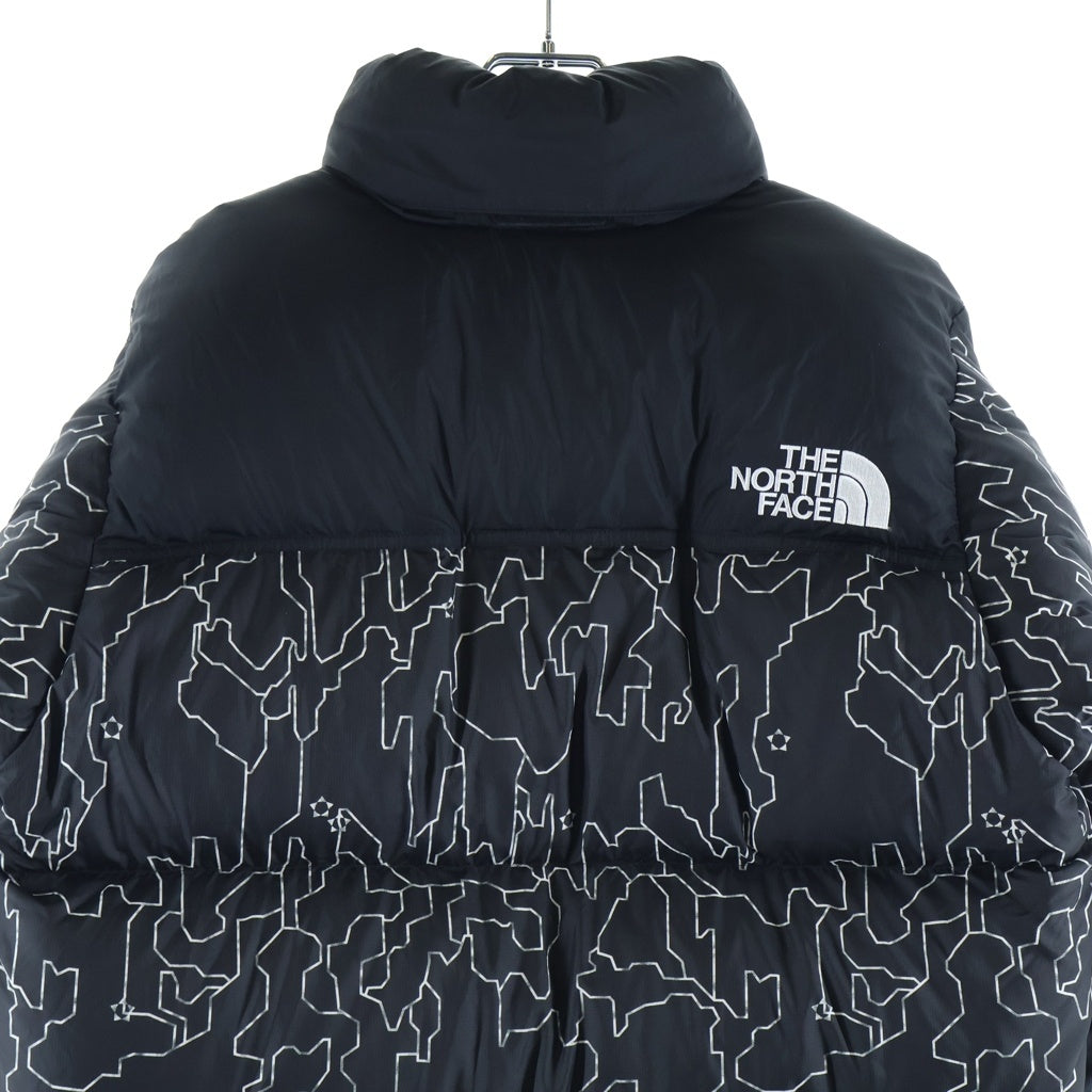 THE NORTH FACE(ザノースフェイス) 総柄 ロゴデザイン ジップアップ ダウンジャケット ブラック ND92336