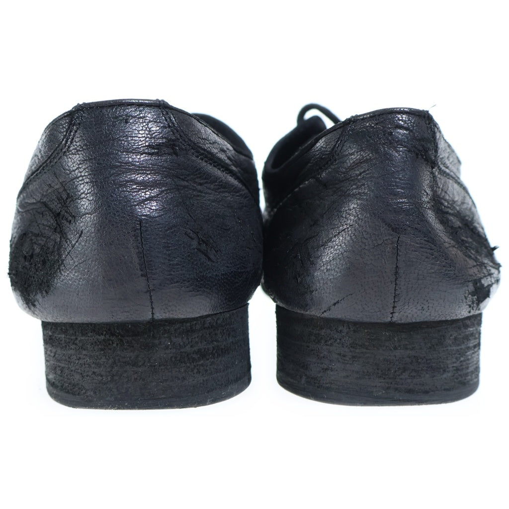 Yohji Yamamoto POUR HOMME(ヨウジヤマモト プールオム) 22AW DAMAGED GOAT PRODUCT DYE PLAIN TOE SHOES ダメージ加工 レースアップ レザーシューズ ブラック HE-E02-760-1-03