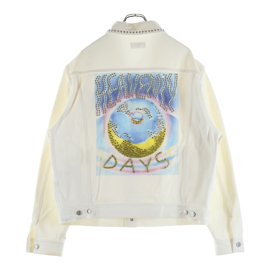 CELINE(セリーヌ) 22SS HEAVENLY DAYS アーティストプリント スタッズ デニムジャケット ホワイト 29AIY574Q