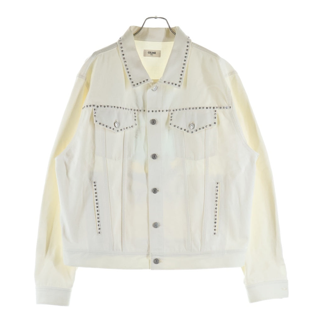 CELINE(セリーヌ) 22SS HEAVENLY DAYS アーティストプリント スタッズ デニムジャケット ホワイト 29AIY574Q
