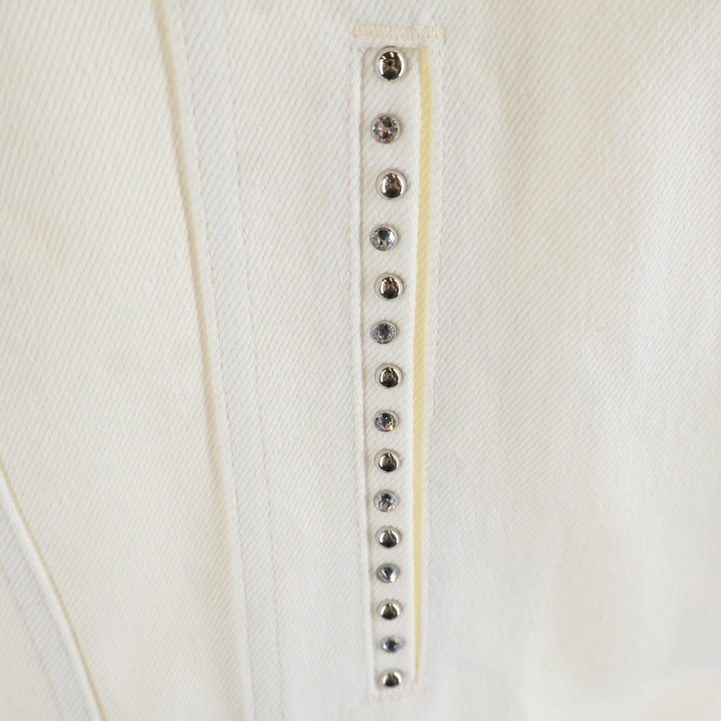 CELINE(セリーヌ) 22SS HEAVENLY DAYS アーティストプリント スタッズ デニムジャケット ホワイト 29AIY574Q