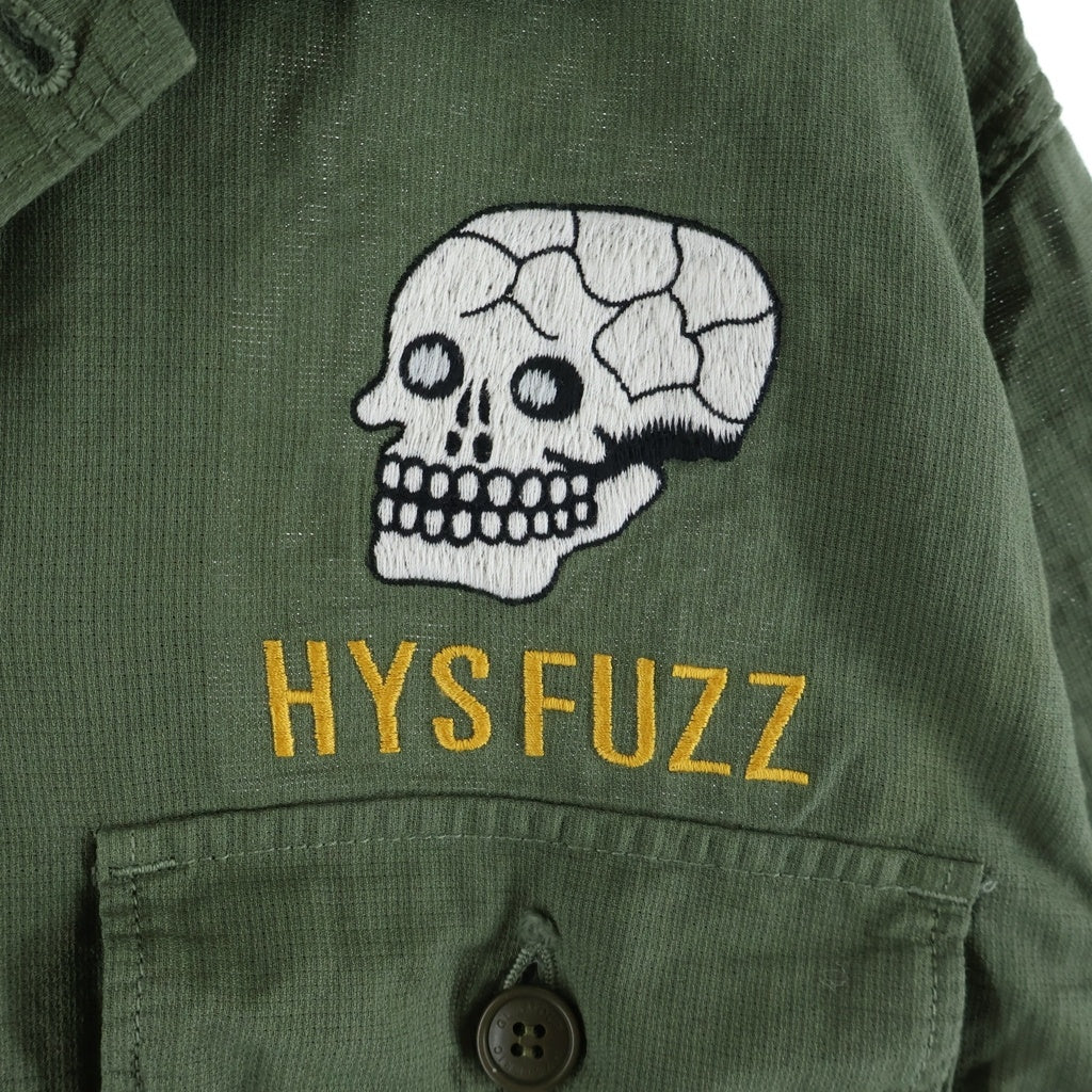 HYSTERIC GLAMOUR(ヒステリックグラマー) SNAKE SKULL スネーク スカル ワッペンデザイン オープンカラー 半袖シャツ カーキ 02261AH13