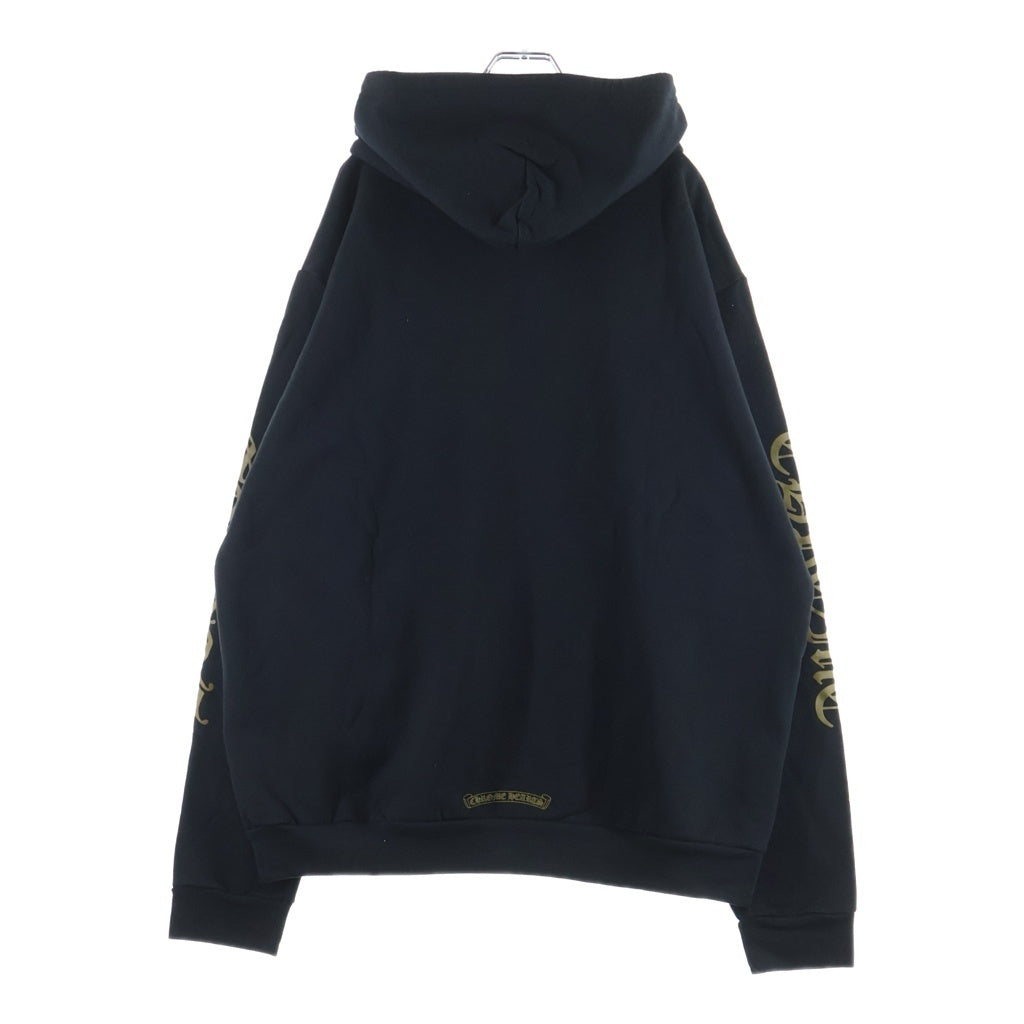 CHROME HEARTS(クロムハーツ) VERTICAL LOGO SWTSHRT HD ZIP バーティカルロゴ 袖英字プリント ダガージップパーカー フーディー ブラック