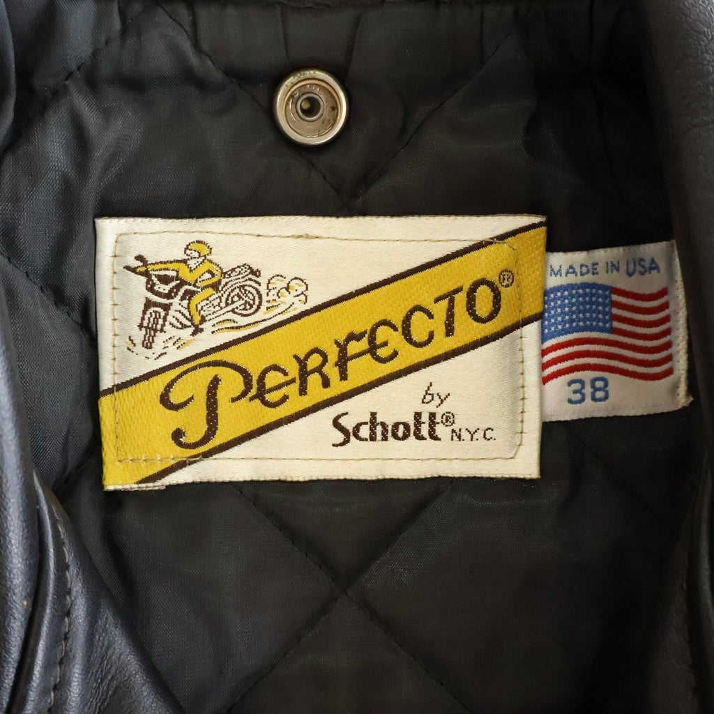 SCHOTT(ショット) 70~90S VINTAGE PERFECT ヴィンテージ パーフェクト マルチポケット ダブル レザージャケット ライダースジャケット ブラック