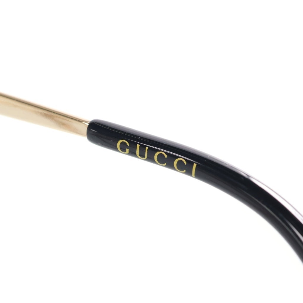 GUCCI(グッチ) GGロゴ付きチェーン メタルフレーム ソフトスクエアサングラス ブラック/ゴールド