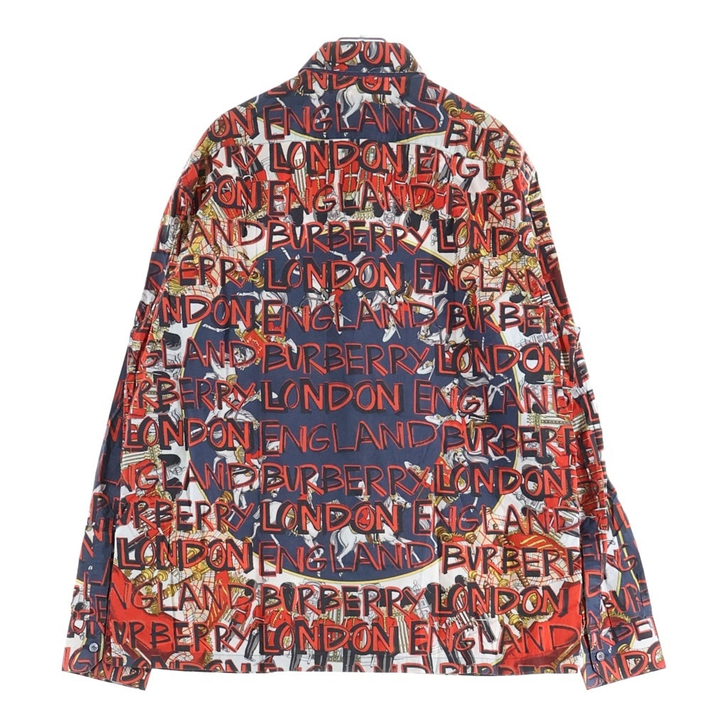 BURBERRY(バーバリー) 総柄グラフティプリント長袖シャツ ネイビー/レッド 8001137