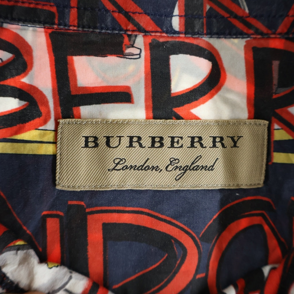 BURBERRY(バーバリー) 総柄グラフティプリント長袖シャツ ネイビー/レッド 8001137