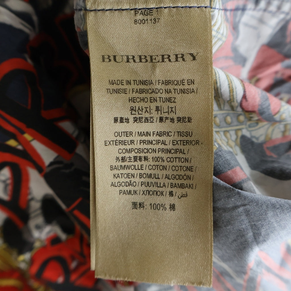 BURBERRY(バーバリー) 総柄グラフティプリント長袖シャツ ネイビー/レッド 8001137