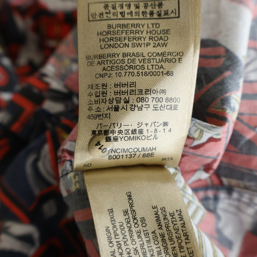 BURBERRY(バーバリー) 総柄グラフティプリント長袖シャツ ネイビー/レッド 8001137
