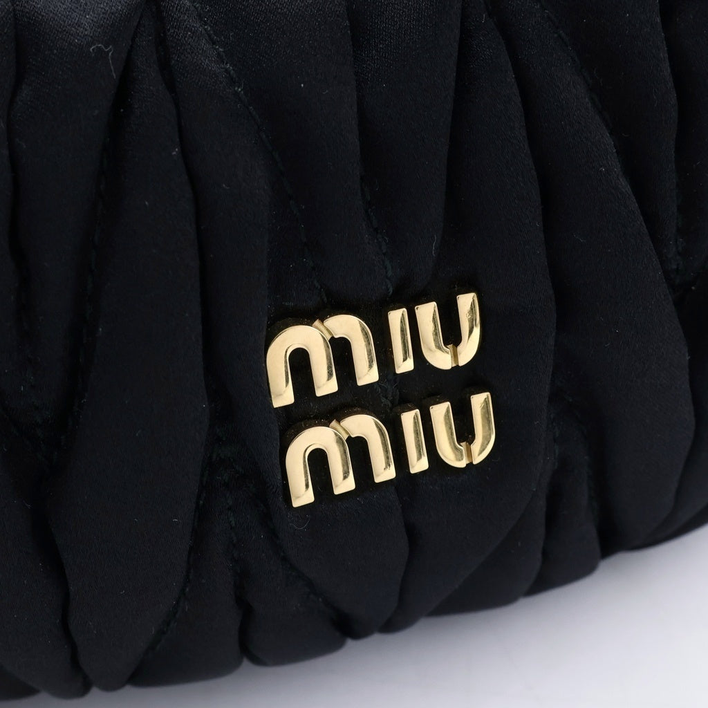miumiu(ミュウミュウ) ワンダー マテラッセ サテン ホーボーバッグ ブラック 5BC125OOY 2BD8 レディース