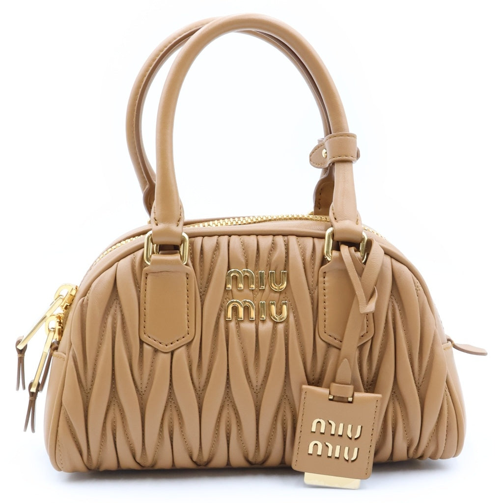 miumiu(ミュウミュウ) マテラッセナッパレザー ハンドバッグ ブラウン 5BB191 レディース