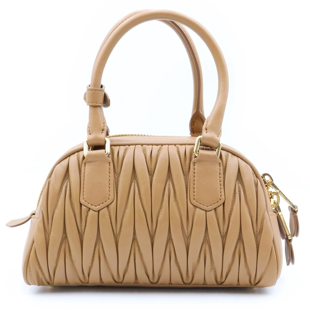 miumiu(ミュウミュウ) マテラッセナッパレザー ハンドバッグ ブラウン 5BB191 レディース