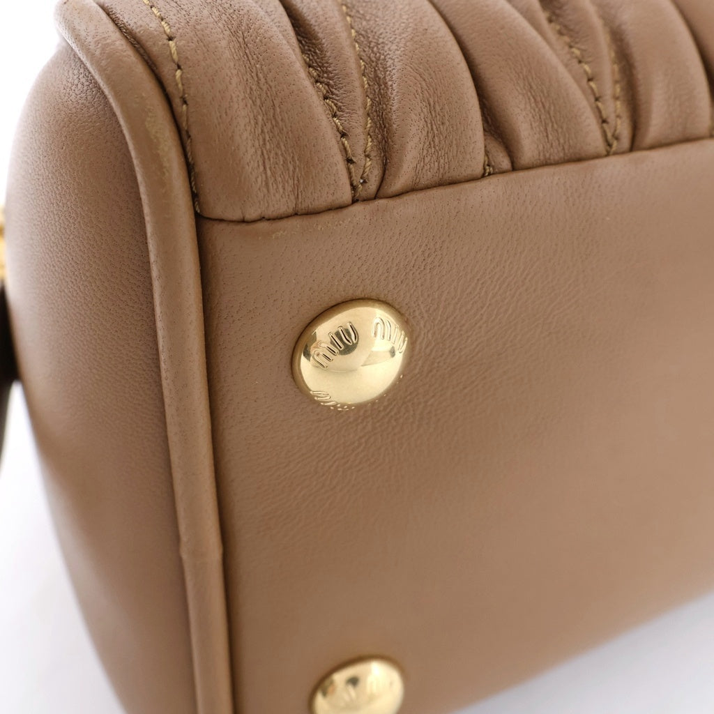 miumiu(ミュウミュウ) マテラッセナッパレザー ハンドバッグ ブラウン 5BB191 レディース