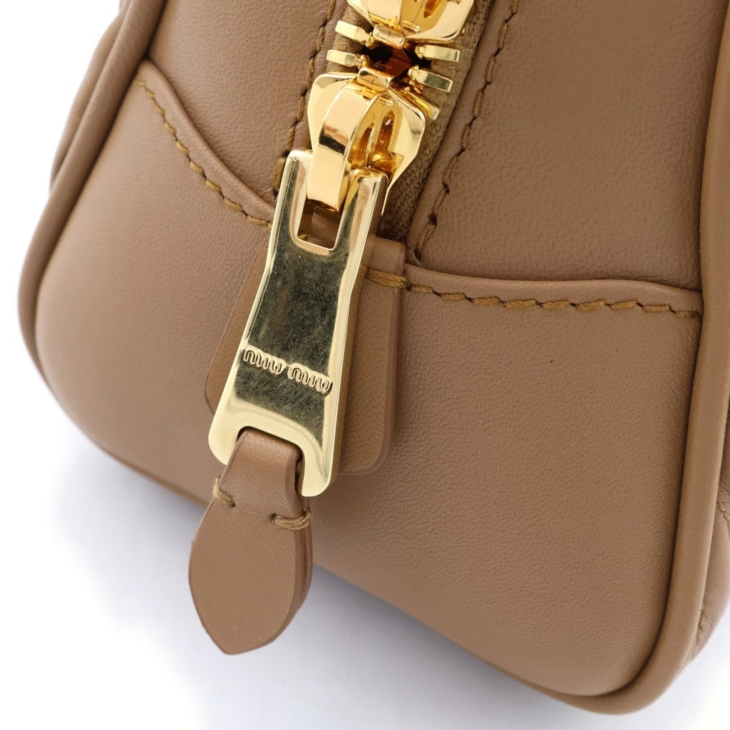 miumiu(ミュウミュウ) マテラッセナッパレザー ハンドバッグ ブラウン 5BB191 レディース