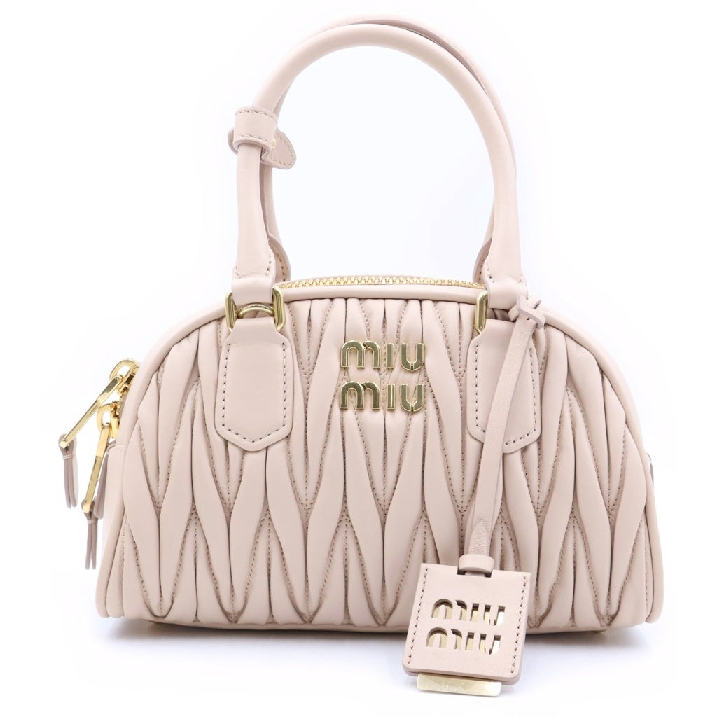 miumiu(ミュウミュウ) マテラッセナッパレザー ハンドバッグ ベージュ 5BB191 レディース
