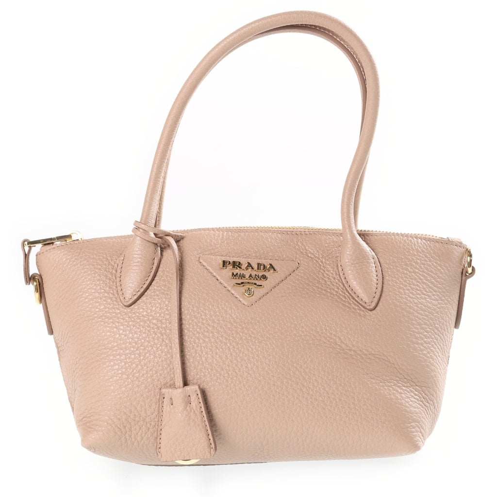 PRADA(プラダ) ロゴ ミニ レザーハンドバッグ ショルダーバッグ ベージュ 1BA472 レディース