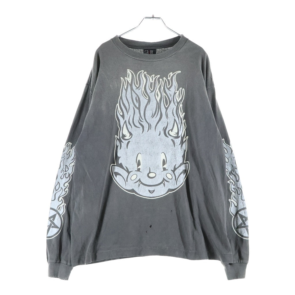 SAINT MICHAEL(セントマイケル) FIRE BABY LS TEE ファイアー ベイビー クルーネック カットソー 長袖Tシャツ グレー SM-S23-0000-026