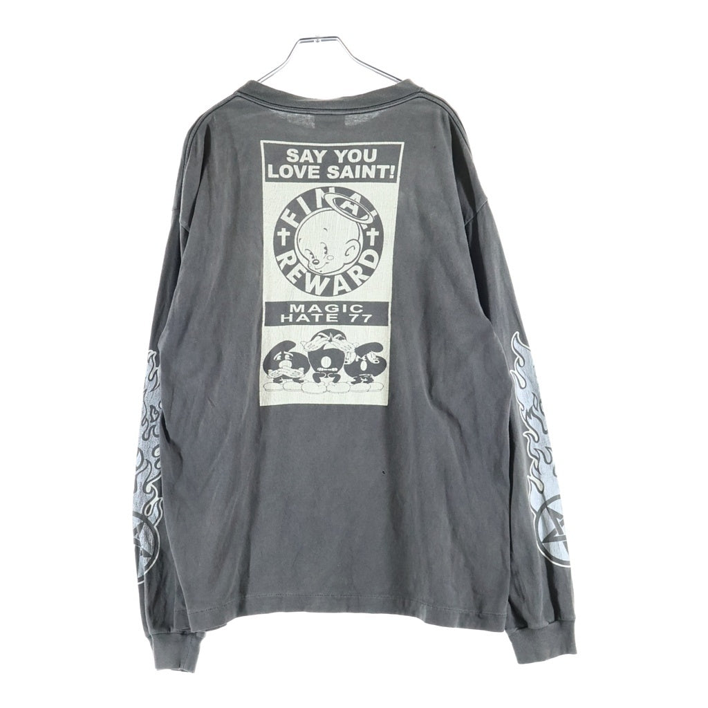 SAINT MICHAEL(セントマイケル) FIRE BABY LS TEE ファイアー ベイビー クルーネック カットソー 長袖Tシャツ グレー SM-S23-0000-026