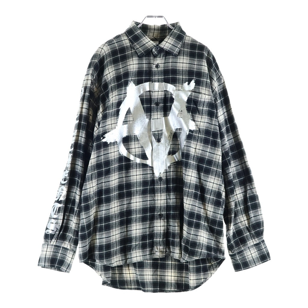 VETEMENTS(ヴェトモン) 22AW DOUBLE ANARCHY FLANNNL SHIRT ダブル アナーキー フランネル 長袖シャツ グレー UA53SH750B