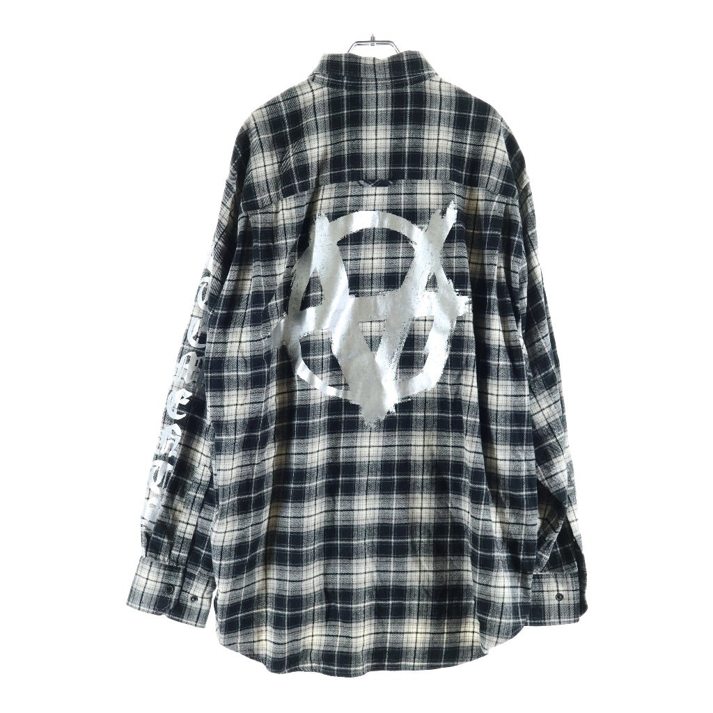 VETEMENTS(ヴェトモン) 22AW DOUBLE ANARCHY FLANNNL SHIRT ダブル アナーキー フランネル 長袖シャツ グレー UA53SH750B